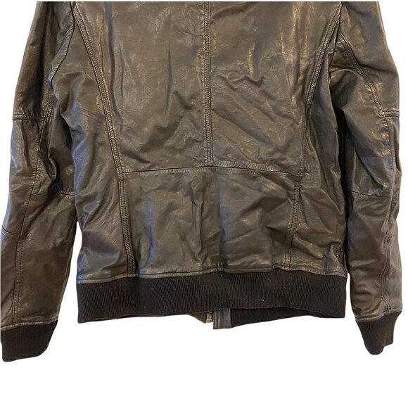 NEW Mackage Women's Bomber Jacket Coat Black Zip Up Flap Pockets Leather Medium - Picture 7 of 10